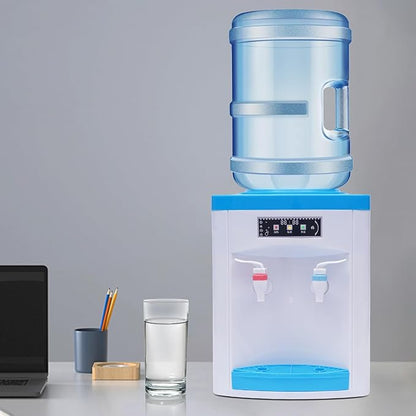 Top Loading Countertop Water Cooler Dispenser Hot and Cold Water Bedside Water Dispenser Desktop Electric Hot and Cold Dispenser for Home, Office, Dormitory Use (Blue-White)
