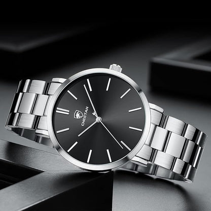 GOLDEN HOUR Men's Watches Slim Minimalist Runway Plated Stainless Steel Quartz Analog Watch