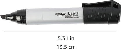 Amazon Basics Large Chisel Tip Permanent Markers, Black, 12-Pack