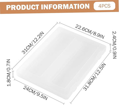 4Pcs Clear Plastic File Box A4 File Document Box Portable Project Case Paper Storage Container for Magazine, Scrapbook, Office School Document Organizer