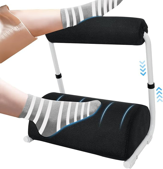 Foot Rest for Under Desk at Work - 3 Positions Height Adjustable Leg Rest for Office or Home Use, Ergonomic Footrest with Detachable Cushion