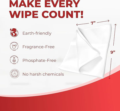HandyClean Rinse-Free Food Contact Sanitizing Wipes Pouch, Multi Surface Cleaning Supplies for Kitchen and Professional Setting - 12 pack, 864 count