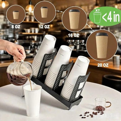 Cup Lid Dispenser and Dispenser Organizer Cup Display Stand,24 oz Plastic Coffee Cup Holder for Countertop,3Slots,Cup Display Stand on Restaurant,Bathroom,Kitchen,Coffee Shop