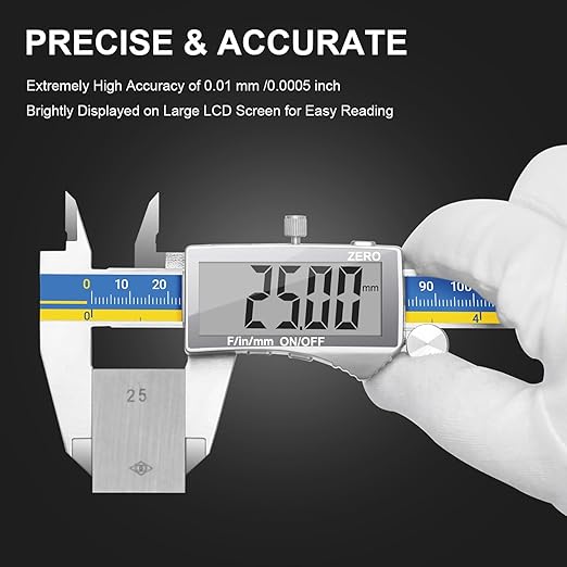 Preciva Digital Caliper, Stainless Steel Vernier Caliper Digital, Micrometer Calipers with Large LCD Screen, Auto-Off Feature, Inch Millimet Conversion, 6 Inch Caliper Tools for DIY/Household