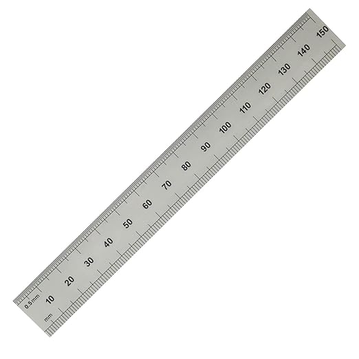 PEC Tools 6" x 150mm Machinist Metal Ruler, 1/25" Thick X 3/4" Wide, Satin Chrome Finish Tempered Stainless Steel Ruler, Measurement Markings 1/32",1/64", 0.5mm, 1mm, Made in USA