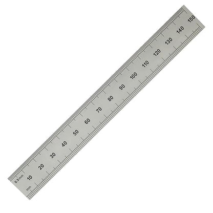 PEC Tools 6" x 150mm Machinist Metal Ruler, 1/25" Thick X 3/4" Wide, Satin Chrome Finish Tempered Stainless Steel Ruler, Measurement Markings 1/32",1/64", 0.5mm, 1mm, Made in USA