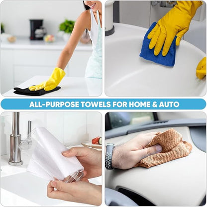 AIDEA Microfiber Cleaning Cloth 330 Sheets 6 Roll, Black Microfiber Towels for Cars, Shop Rags Washable, Cleaning Rags Reusable Paper Towels for Automotive, Mechanic, Workshops, House, 11×9"