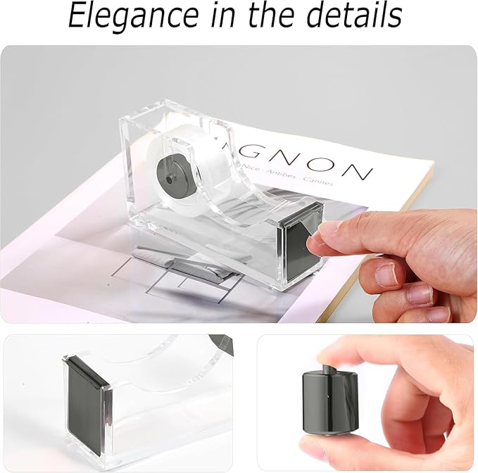 Desk Organizers and Accessories 7Pcs Set with 360-Degree Rotating Pen Holder, Acrylic Stapler, Tape Holder, Staple Remover, Binder/Paper Clips Kit, Scissor and 1 Box of Staples