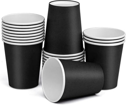 Paper Cups 8 oz 25 Pack, Disposable Paper Coffee Cups, Disposable Paper Cups for Hot or Cold Beverage Drinking for Halloween, Party, Picnic, BBQ, Travel, and Event -Black