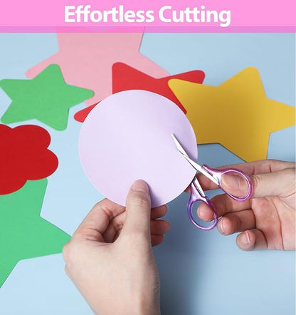 Mini Scissor, Small Scissors for Travel with Cover 3.5" Stainless Steel for Carry-on, Safe & Compact for Knitting, Crafting (Purple, Pink)