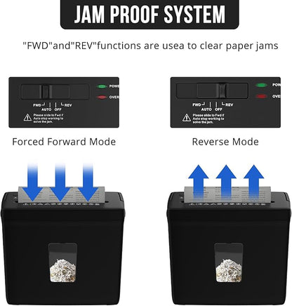 Paper Shredder for Home Use,5 Sheets Small Cross Cut Paper Shredder,P-4 Security Level with 2.38-Gallon Basket, 4-Mode Design-Durable & Fast and Jam Proof for Home Office Utilization