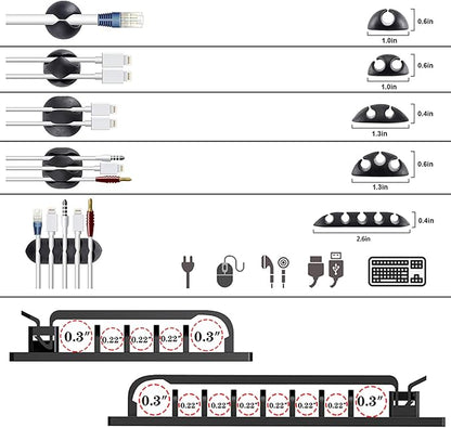311Pcs Cable Management Organizer Kit 4 Cable Sleeve Split,53Cable Clips 12Cord Clips Holder,22 Cable Ties, 20 Adhesive Wall Cable Tie, 200Fasten Cable Ties for TV Office Home Electronics