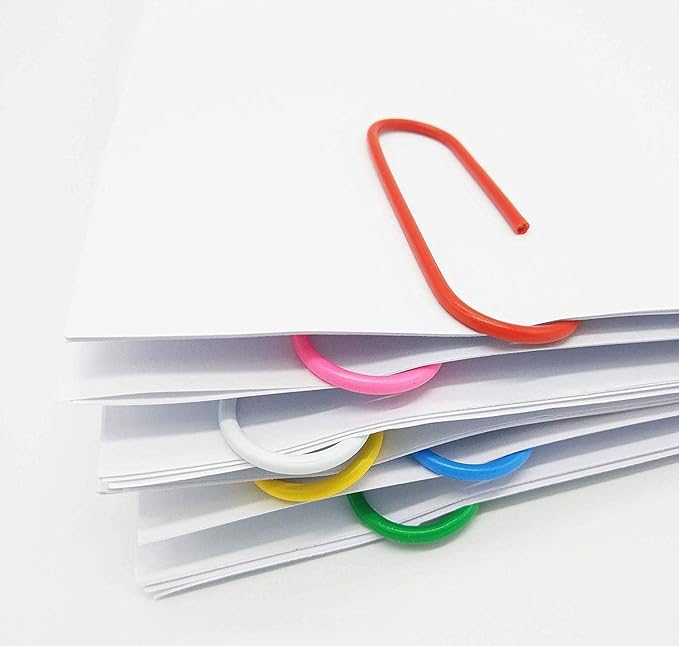 Colored PaperClips Assorted Sizes 400 Pieces, 2"（50mm） Large Paper Clips and 1.3" （33mm） Paper Clips Medium Size, Sturdy Coated PaperClips Smooth for Office School and Personal Use