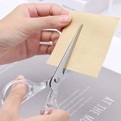 6 Inch Office Scissors Clear Acrylic Handles Silver Craft Scissor Semi-Circular Grip Fabric Shears Stainless Steel Sharp Blades Round Tips for Paper Thread (Silver)