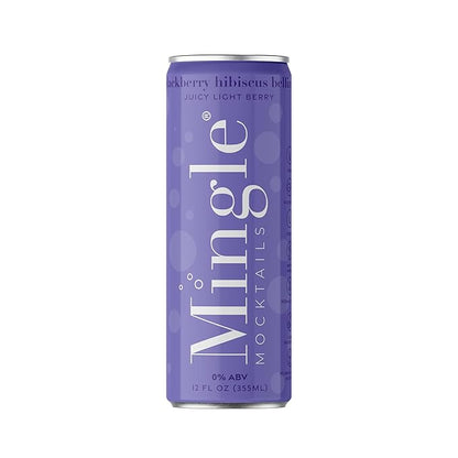 Mingle Mocktails Blackberry Hibiscus Bellini, Non-Alcoholic Drinks, Pre-Mixed Drinks, Canned Mocktails, 12 fl. oz. Cans, Pack of 24
