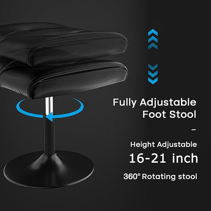 VECELO Foot Rest Under Desk Ottoman, PU Height Adjustable Footrest with Comfort Padding, Leg Rest for Desk for Relieving Leg Pain, Stiffness, and etc, Black