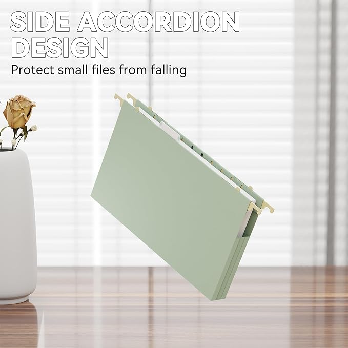 Extra Capacity Legal Size Hanging File Folders,1" Pastel Expanding Pocket,12 Pack Plastic Hanging Folder with Tabs,Filing Cabinet Folders for Your Home Office School Bulk File and Documents