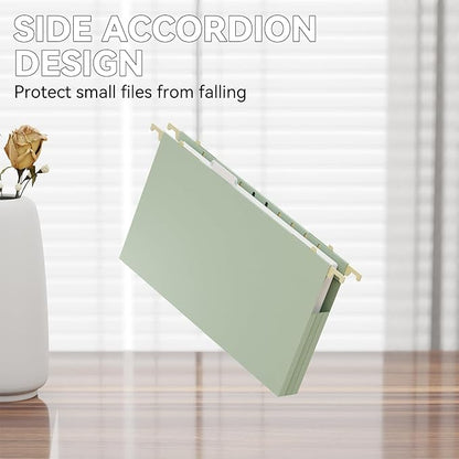 Extra Capacity Legal Size Hanging File Folders,1" Pastel Expanding Pocket,12 Pack Plastic Hanging Folder with Tabs,Filing Cabinet Folders for Your Home Office School Bulk File and Documents