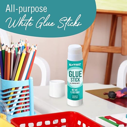 Glue Sticks for Kids, White Glue Sticks Bulk 6 Count, 1.3 Ounce, Washable All Purpose, for Kids, School and Home