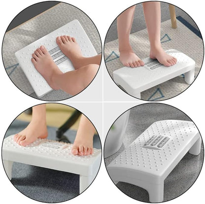 Milisten White Plastic Foot Stool with Massage Rollers Non-Slip Ergonomic Foot Rest for Under Desk Use Office and Home Support
