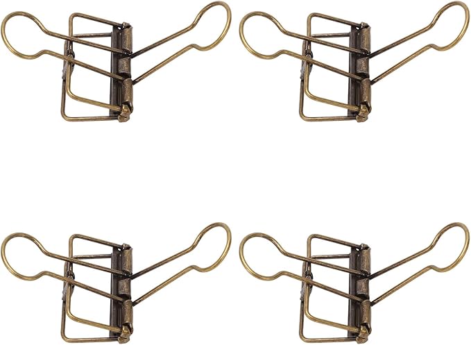 Clips 32mm Metal, 50 Pieces Strong Clamping Force, Hollow Design, Bronze - Assorted Sizes, Medium Shaped Paper Clips, Cute Office and School Supplies (Antique Bronze)