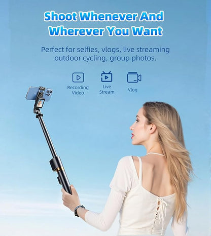 Flymoon Tripod for iPhone with Detachable Screen Monitor, Remote Control, 2025 Phone Tripod Stand, Back Camera Monitor, 68.3" Extendable Selfie Stick, 360° Rotation for Vlog, iPhone & Android