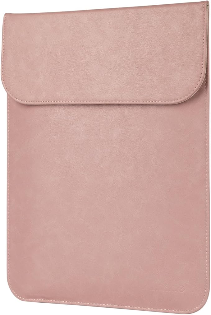 Allinside 15-16 inch Laptop Sleeve Case Compatible with MacBook Air 15 2023-2025/MacBook Pro 16 2021-2024, Waterproof PU Leather Laptop Sleeve Bag Protective Vertical Case Cover, Pink
