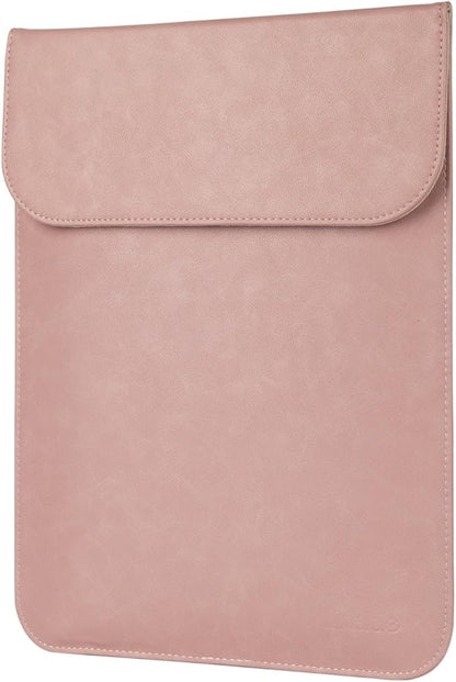 Allinside 15-16 inch Laptop Sleeve Case Compatible with MacBook Air 15 2023-2025/MacBook Pro 16 2021-2024, Waterproof PU Leather Laptop Sleeve Bag Protective Vertical Case Cover, Pink