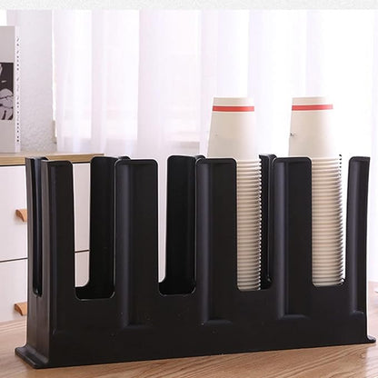 Alvinlite Coffee Cup Dispenser and Lid Holder, 4 Grids Disposable Paper Cup Holder Countertop Cup Organizer for Coffee Milk Tea Shop