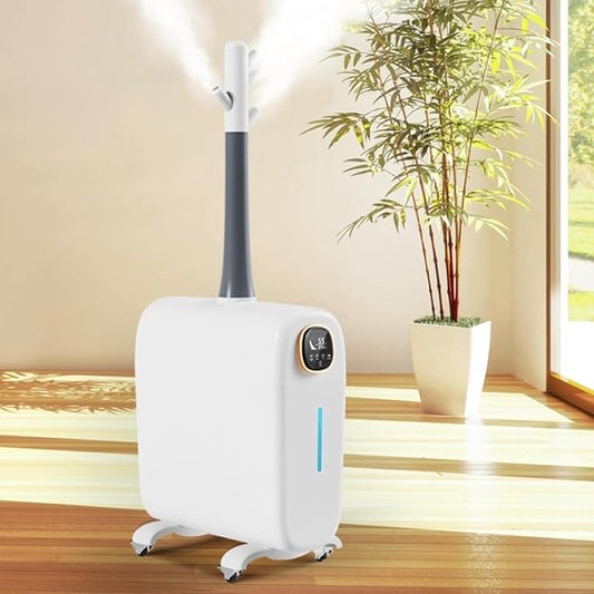Humidifier for Large Room Home 3000 sq.ft, 6.6Gal/25L Whole House Humidifier, Cool Mist Top Fill Floor Commercial and Industrial Humidifiers with 360°Nozzle, 3 Speed,Plant,Office,White