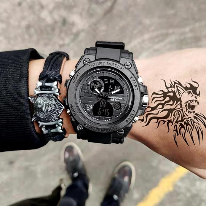 KXAITO Men's Watches Sports Outdoor Waterproof Military Watch Date Multi Function Tactics LED Alarm Stopwatch