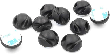 ENVISIONED Cable Clips with 3M Self Adhesive, Black, 10 Pack (2 Slots) for Home, Office or Nightstand