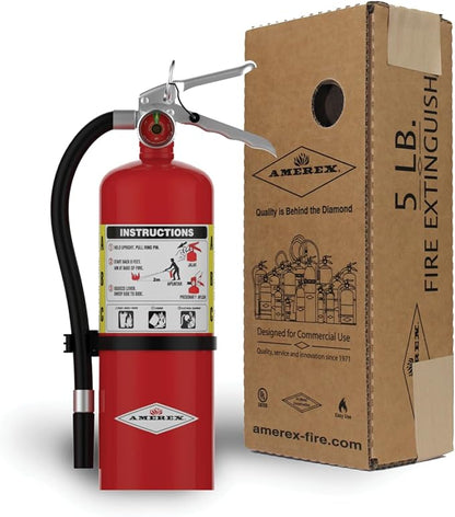 Amerex B402, 5lb ABC Dry Chemical Class A B C Fire Extinguisher, with Wall Bracket, 6 Pack