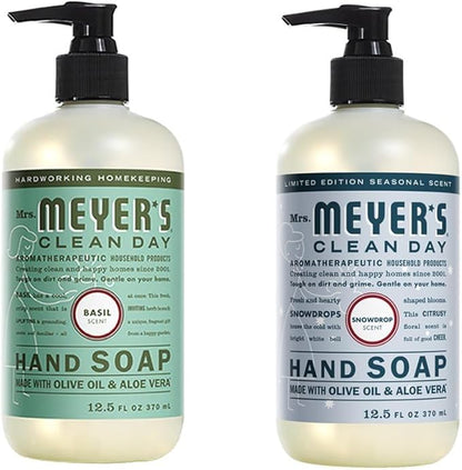 Mrs. MEYER'S Liquid Hand Soap Variety, 1 Basil, 1 Snowdrop Hand Soap, 1 CT