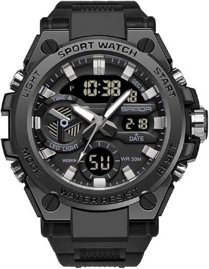 KXAITO Men's Watches Sports Outdoor Waterproof Military Watch Date Multi Function Tactics LED Alarm Stopwatch