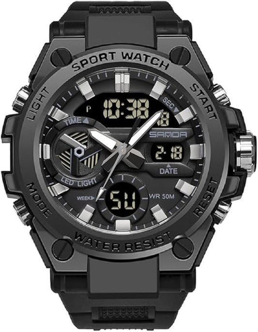 KXAITO Men's Watches Sports Outdoor Waterproof Military Watch Date Multi Function Tactics LED Alarm Stopwatch