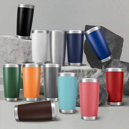 20 oz Tumbler with Lid Stainless Steel Insulated Tumblers Double Wall Vacuum Coffee Mug Powder Coated Tumbler Cups for Cold and Hot Drinks, Stainless Steel, 1 pack