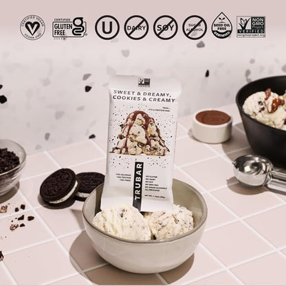 TRUBAR Vegan Protein Bar, Sweet & Dreamy Cookies and Creamy, Gluten Free, Plant Based Protein, Dairy Free, Non GMO, Soy Free, No Sugar Alcohols, 12G Protein, 12G Fiber, 23G Carb, On the Go Snack Bars, 12ct