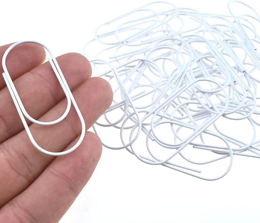 HAHIYO Paper Clips 2 inches (50mm) Length White Wide Paperclips Vinyl Coated Prevent Scratching Tearing The Pages Sturdy for Bookmark Organize Home Office School 30 Pack