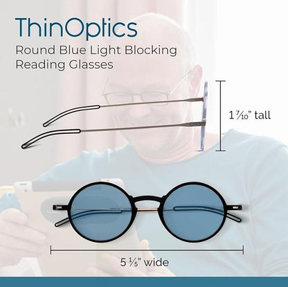 Always With You ThinOptics Blue Light Blocking Reading Glasses for Computers & Screens - Ultra Lightweight and Durable