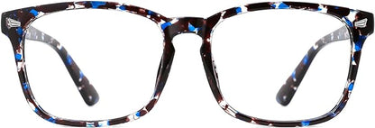TIJN Blue Light Blocking Glasses for Women Men Clear Frame Square Nerd Eyeglasses Anti Blue Ray Computer Screen Glasses
