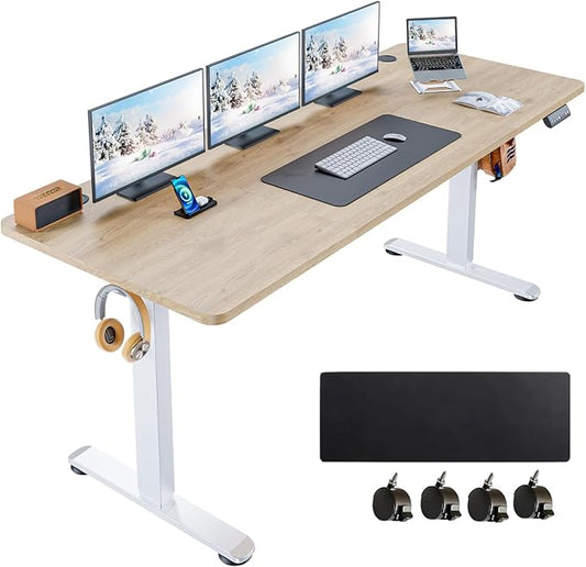 Electric Standing Desk 70 x 27 Inches Adjustable Height Sit Stand Up Desk for Home Office Computer Workstation Memory Preset with Wheels,Rustic Oak