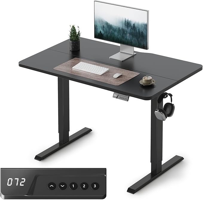 FEZIBO Electric Standing Desk Adjustable Height, 40 x 24 Inch Sit and Stand Desk, Home Office Desk, Ergonomic Workstation Computer Desk, Black