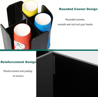 Tirifer Cup and Lid Holder, Coffee Cup Dispenser, Acrylic Cup Storage Organizer, Disposable Paper Cup Storage Holder with 4 Compartments for Countertop Coffee Station Bar Restaurant, Black