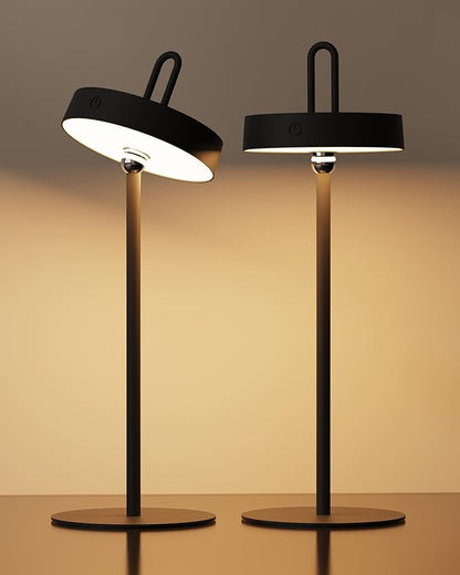 Lightapex Cordless Table Lamps, 2-Pack, Rechargeable Portable Lamps with Stepless Dimming, Touch Control, Detachable Magnetic Design for Bedroom, Living Room, and Reading（Black）