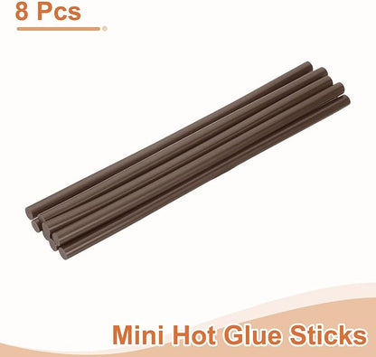 uxcell 8 Pcs Mini Hot Glue Sticks, 0.28" Dia x 7.87" Long EVA Glue Gun Sticks, Coffee Mini Hot Melt Glue Sticks for DIY Craft Sticky Projects