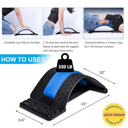 JUMPOW Back Stretcher for Lower Back Pain Relief, 3 Level Adjustable Lumbar Cracker Board, Spine Board, Relief for Herniated Disc, Sciatica, Scoliosis, Spine Decompression