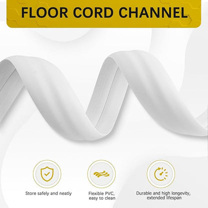Floor Cord Cover 10FT Cord Covers for Wires on Floor Protect Wires & Prevent Trip Hazards, Easy to Cut for Home, Office, School, Concerts, Cavity W0.6in x H0.32in