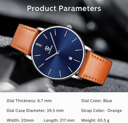 BEN NEVIS Watch, Mens Watch, Minimalist Fashion Simple Wrist Watch Analog Date with Leather Strap