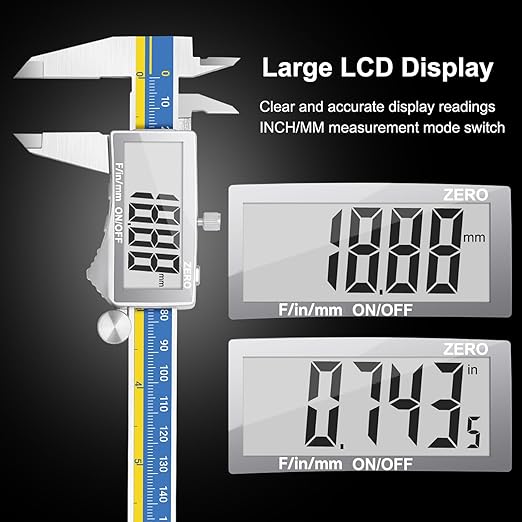 Preciva Digital Caliper, Stainless Steel Vernier Caliper Digital, Micrometer Calipers with Large LCD Screen, Auto-Off Feature, Inch Millimet Conversion, 6 Inch Caliper Tools for DIY/Household
